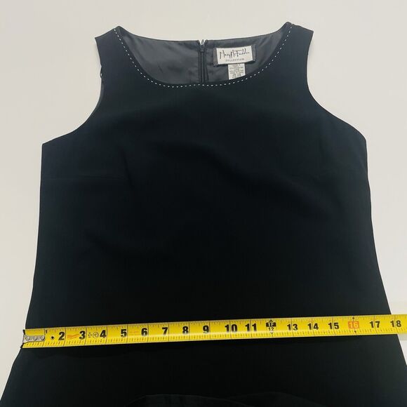 Mary McFadden Vintage Solid Black White Stitch Sleeveless‎ Shift Dress Womens 8 - Picture 10 of 11